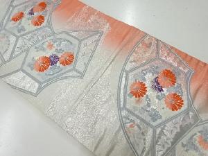 アンティーク　地紙に菊模様織出し袋帯（材料）
